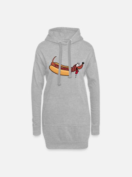 Heißer Hund - Hoodie-Kleid - Grau meliert