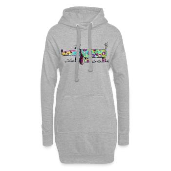 Kunterbunter Dackel - Dachshund - Kunst - Fun - Hoodie-Kleid - Grau meliert - Vorne