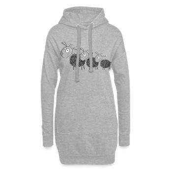 Drei Wollschafe - Schaf Comic - Hoodie-Kleid - Grau meliert - Vorne