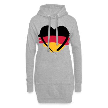 Deutschland Herz - Hoodie-Kleid - Grau meliert - Vorne