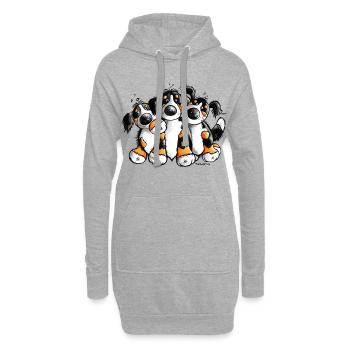 Drollige Berner Sennenhunde - Hoodie-Kleid - Grau meliert - Vorne