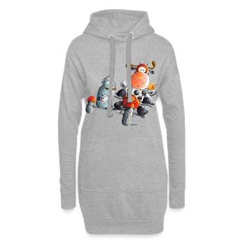 Milchexpress - Motorrad - Kuh - Cartoon - Hoodie-Kleid - Grau meliert - Vorne