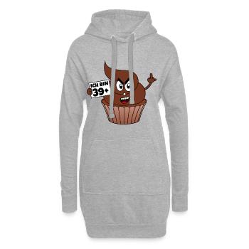 40. Geburtstag - Ich bin 39 + 1 - Kackcake - Hoodie-Kleid - Grau meliert - Vorne