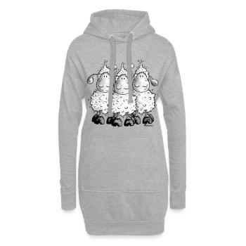 "Mc Wool" - sheep - mouton- moutons - Sweat-shirt à capuche long Femme - gris chiné - Devant