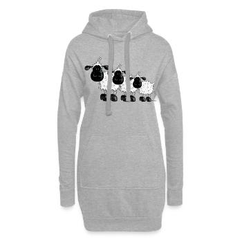 Drei Schäfchen - Schaf - Schafe- Sheep - Hoodie-Kleid - Grau meliert - Vorne