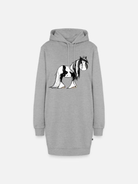 Irish Tinker Pferd - Pinto - Hoodie-Kleid - Grau meliert