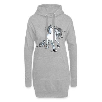 "White Beauty" - Pferd - Andalusier - Hoodie-Kleid - Grau meliert - Vorne