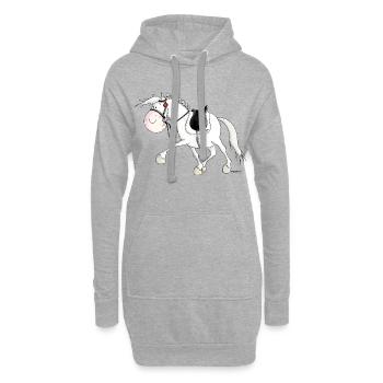 Dressurpferd - Dressur - Turnier - Pferd - Cartoon - Hoodie-Kleid - Grau meliert - Vorne