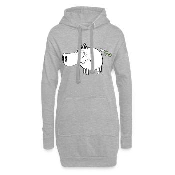 Cochon heureux péter chance je Wutz I Nouvel An - Sweat-shirt à capuche long Femme - gris chiné - Devant