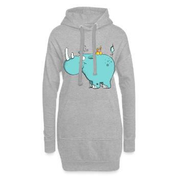 Drôle rhinocéros comique - Rhino - Sweat-shirt à capuche long Femme - gris chiné - Devant