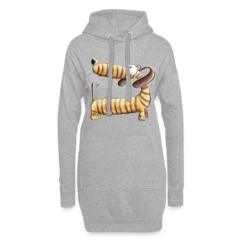 Fou chien de toit I chien ami teckel cadeau - Sweat-shirt à capuche long Femme - gris chiné - Devant