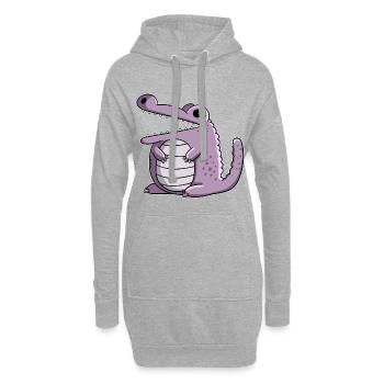 Pink Krokodil I Funshirt Monster I Kawaii Manga - Hoodie-Kleid - Grau meliert - Vorne