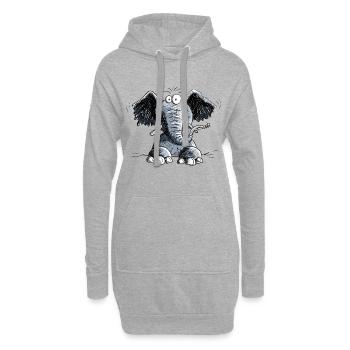 Éléphant heureux avec des fleurs, je Motif éléphant - Sweat-shirt à capuche long Femme - gris chiné - Devant