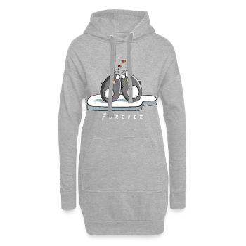 Forever In Love Pinguine I Pinguin Comic Geschenk - Hoodie-Kleid - Grau meliert - Vorne