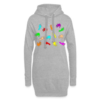 Bunte Hände & Füße - Hoodie-Kleid - Grau meliert - Vorne