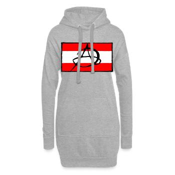 Icône d’anarchie sur fond rouge - Sweat-shirt à capuche long Femme - gris chiné - Devant