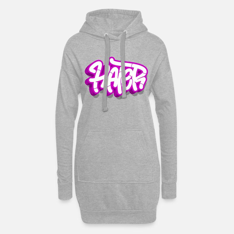 hasser graffiti hater - Hoodie-Kleid - Grau meliert