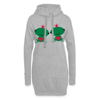 deux sont amoureux - Sweat-shirt à capuche long Femme - gris chiné - Devant