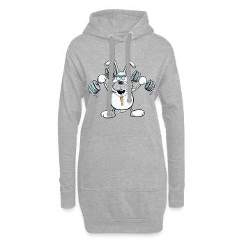 Starker Hase I Fun Comic Fitness Krafttraining - Hoodie-Kleid - Grau meliert - Vorne
