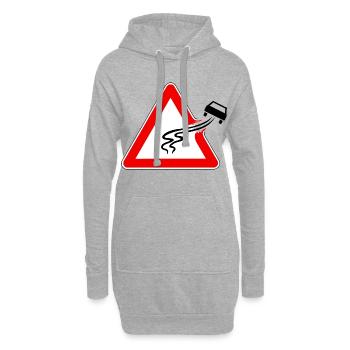 Verkehrszeichen Schleudergefahr, slippery road - Hoodie-Kleid - Grau meliert - Vorne