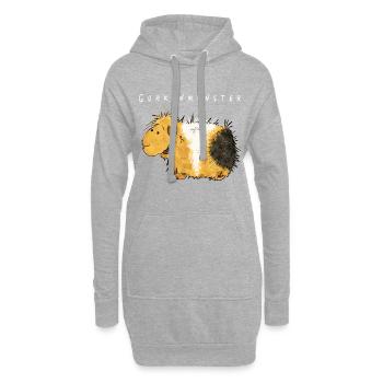 Monstre de concombre drôle je bande dessinée cochon d'inde - Sweat-shirt à capuche long Femme - gris chiné - Devant