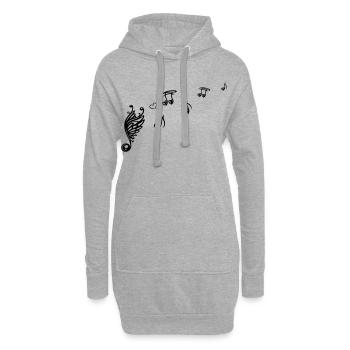 Note musicale avec des ailes et du cœur. - Sweat-shirt à capuche long Femme - gris chiné - Devant