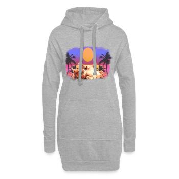 Bébé chat paumes soleil - Sweat-shirt à capuche long Femme - gris chiné - Devant