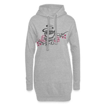 Tee, Teetasse, tea time, Kirschblüten - Hoodie-Kleid - Grau meliert - Vorne