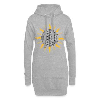 Sonne, sun, Blume des Lebens, flower of life - Hoodie-Kleid - Grau meliert - Vorne