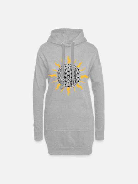 Sonne, sun, Blume des Lebens, flower of life - Hoodie-Kleid - Grau meliert