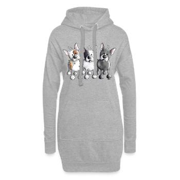 Trois bouledogues français - Bouledogue - Chien - Sweat-shirt à capuche long Femme - gris chiné - Devant