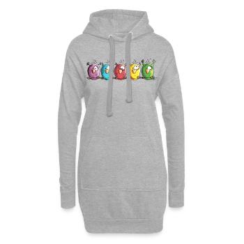 Funny Owls - Eule - Vogel - Hoodie-Kleid - Grau meliert - Vorne