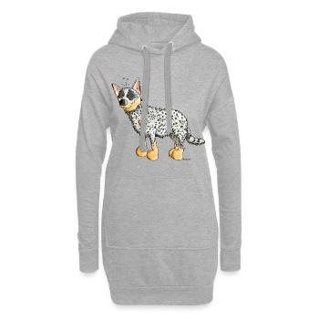 Witziger Australian Cattle Dog - Hund - Hoodie-Kleid - Grau meliert - Vorne