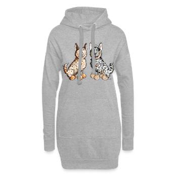Deux Australian Cattle Dogs - Bouvier Australien - Sweat-shirt à capuche long Femme - gris chiné - Devant