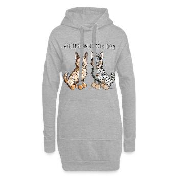 Deux Bouvier Australien - Australian Cattle Dog - Sweat-shirt à capuche long Femme - gris chiné - Devant