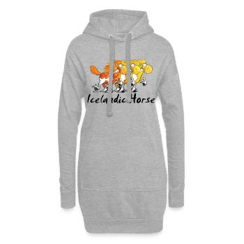 Trois Chevaux Islandais Drôles - Sweat-shirt à capuche long Femme - gris chiné - Devant
