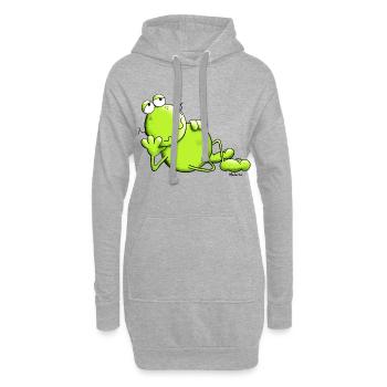 Verträumter Frosch - Hoodie-Kleid - Grau meliert - Vorne