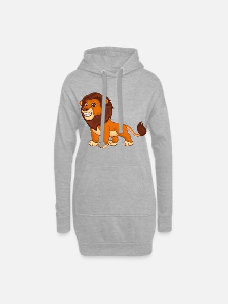 Lion - Roi des bêtes - Sweat-shirt à capuche long Femme - gris chiné