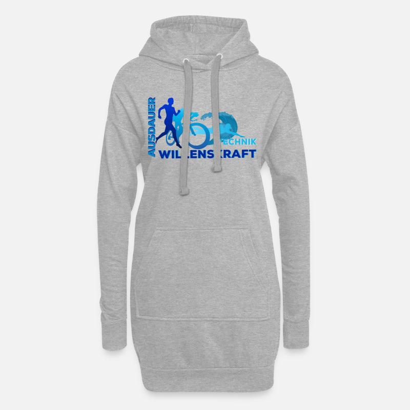 Triathlon - Ausdauer - Technik - Willenskraft - Hoodie-Kleid - Grau meliert