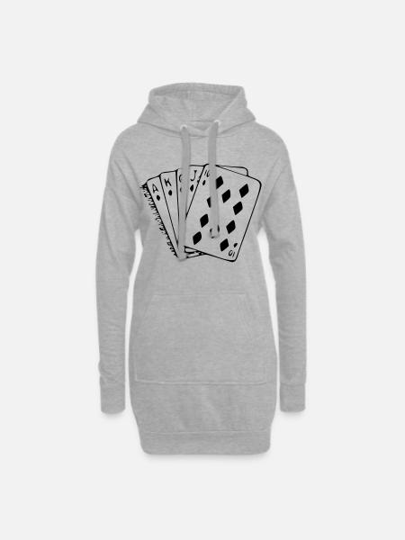 Karten, Kartenspiel, Bridge, Kleejacken, Ass * - Hoodie-Kleid - Grau meliert