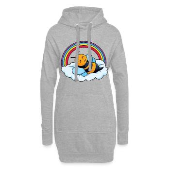 Schlafende Biene auf Wolke - Hoodie-Kleid - Grau meliert - Vorne