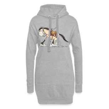 Westernpferd im Sliding Stop - Hoodie-Kleid - Grau meliert - Vorne