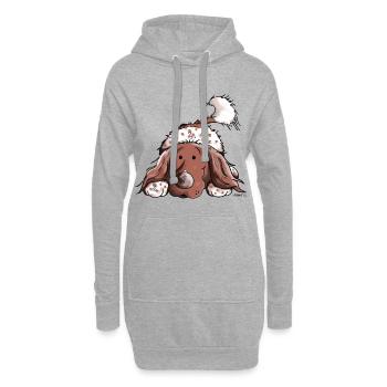 Drolliger Münsterländer - Hoodie-Kleid - Grau meliert - Vorne