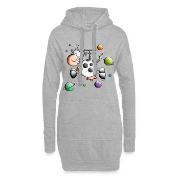 Vache en tournée mondiale - Sweat-shirt à capuche long Femme - gris chiné - Devant