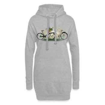 Bicycles love - Sweat-shirt à capuche long Femme - gris chiné - Devant