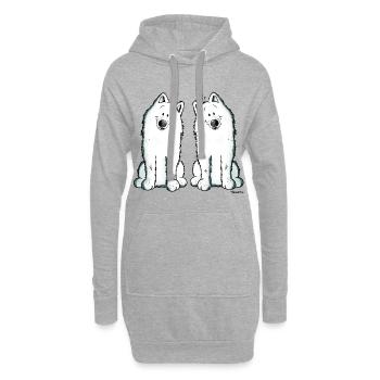 Samoyed Team - Samoyède - Sweat-shirt à capuche long Femme - gris chiné - Devant