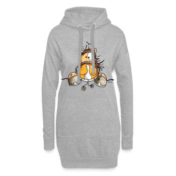 Neugieriges Pferd - Hoodie-Kleid - Grau meliert - Vorne