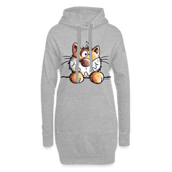 Mignon Chaton - Sweat-shirt à capuche long Femme - gris chiné - Devant