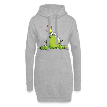 Frosch mit Krone - Hoodie-Kleid - Grau meliert - Vorne