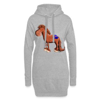 Cheval islandais - Sweat-shirt à capuche long Femme - gris chiné - Devant